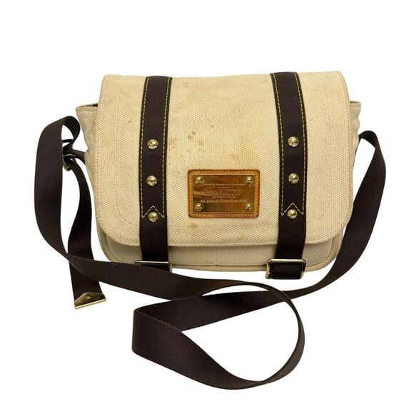 Louis Vuitton Authentic Carrier Bag Beige Cream Canvas Antigua Buzzus PM Shoulde - Picture 1 of 10